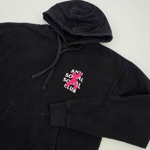 ANTI SOCIAL SOCIAL CLUB CANCELLED HOODIE MENS MEDIUM BLACK PINK "X" SWEATSHIRT